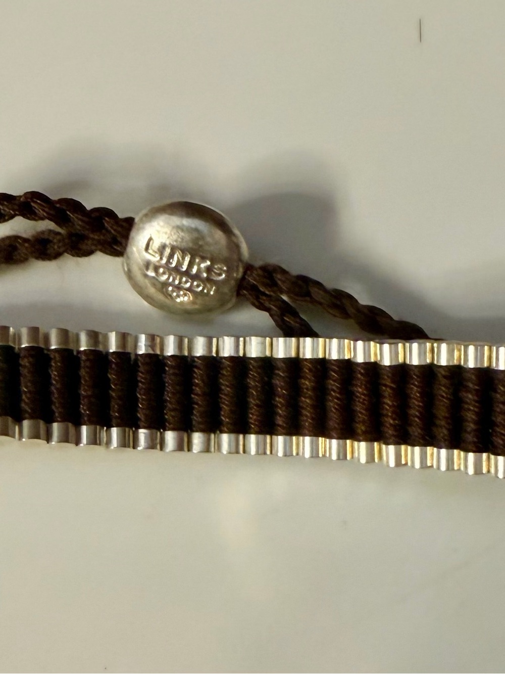 Brown Links of London Chocolate Brown Cord with Silver links, Bracelet